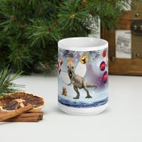 Image 4 of T-Rexie and Caticorn - Christmas Party - White Glossy Mug - 3 Size Options 