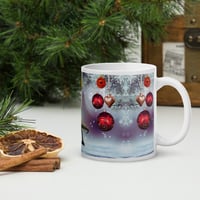 Image 2 of T-Rexie and Caticorn - Christmas Party - White Glossy Mug - 3 Size Options 