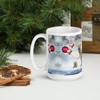 Image 5 of T-Rexie and Caticorn - Christmas Party - White Glossy Mug - 3 Size Options 