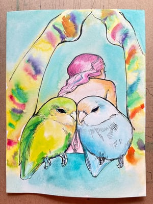 Image of Original Love Bird Study 6”x8”