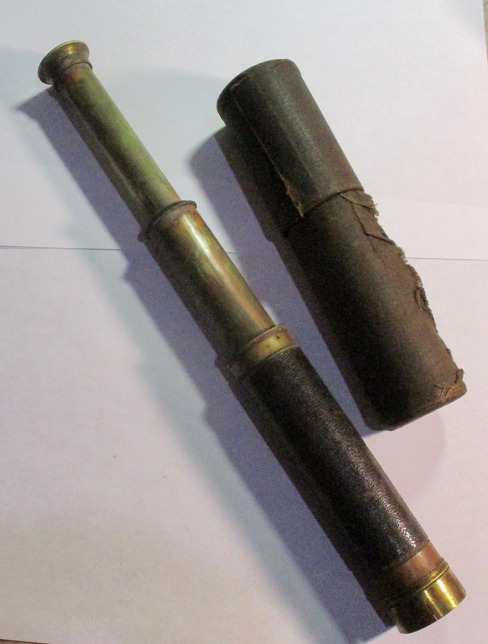#218-CIVIL WAR SALE: RARE SOLDIER'S TELESCOPE IN ORIGINAL TWO-PART CASE