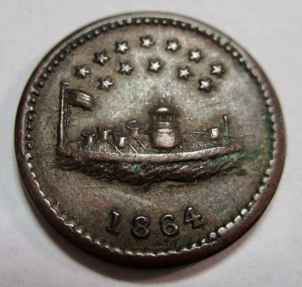 #150-CIVIL WAR SALE: MONITOR TOKEN, HIGHER GRADE THAN THE PHOTOS--MONITOR TOKEN #2 