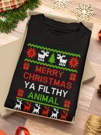 Image 5 of Merry Christmas Ya Filthy Animal Ugly Short-Sleeve T-Shirt