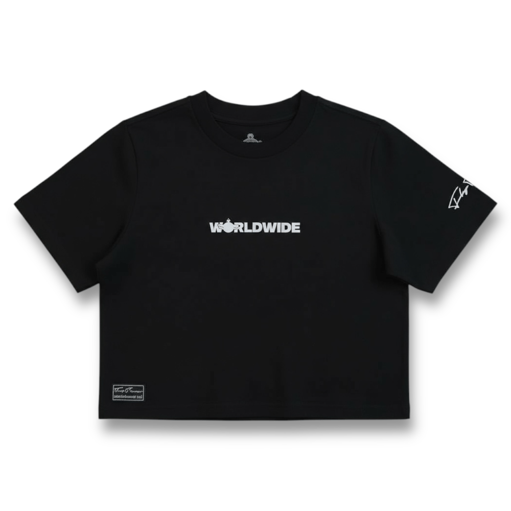 Image of FlyTimez “Worldwide” 3D Crop Tee (Black)