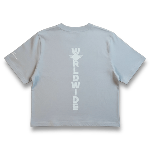 Image of FlyTimez “Worldwide” Crop Tee (Cloud)