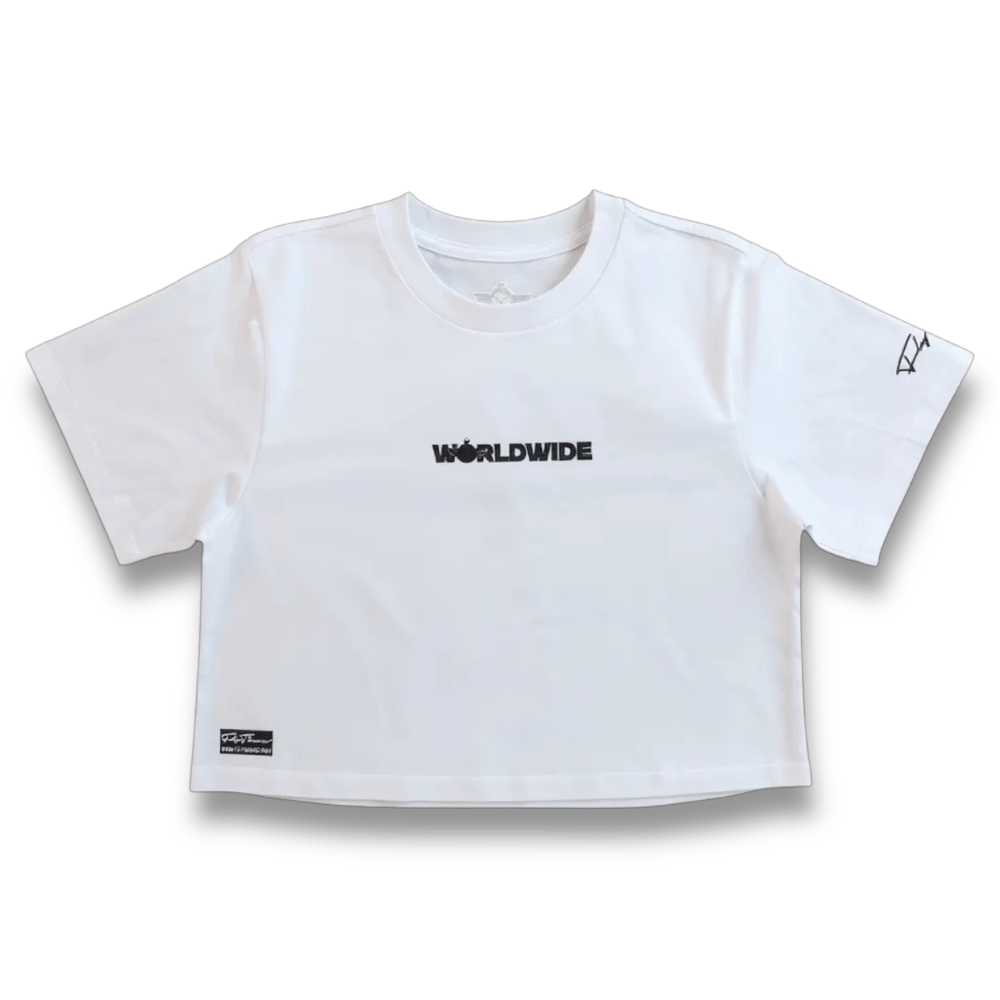 Image of FlyTimez “Worldwide” 3D Crop Tee (White)