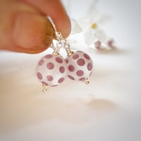 Image 2 of Purple dots over Clear Earrings