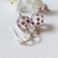 Image 3 of Purple dots over Clear Earrings