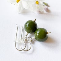 Image 2 of Earrings - Olive Rounds