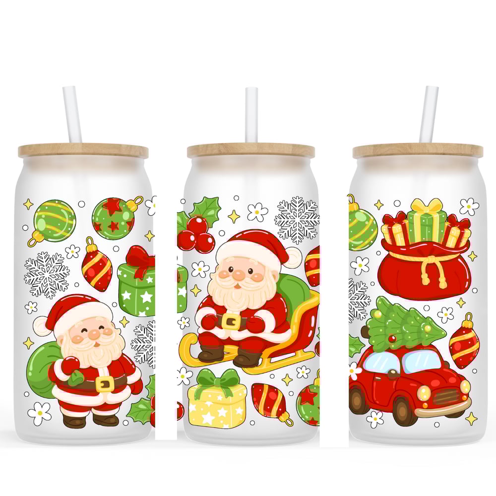 Image of Santa Delivery Frosted Glass Cup🎅💚