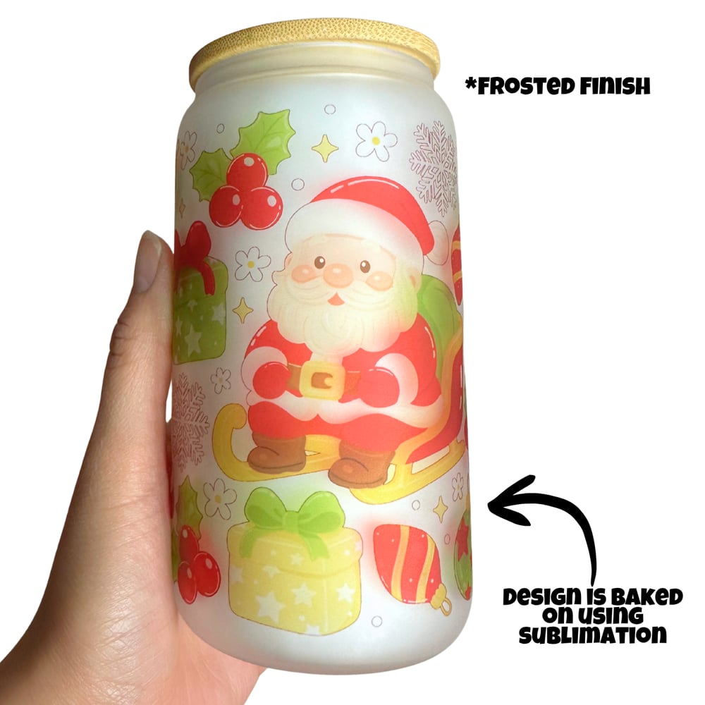 Image of Santa Delivery Frosted Glass Cup🎅💚