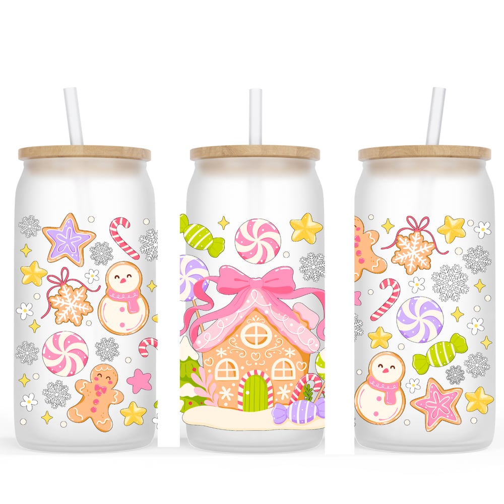 Image of Pink Gingerbread Frosted Glass Cup💖