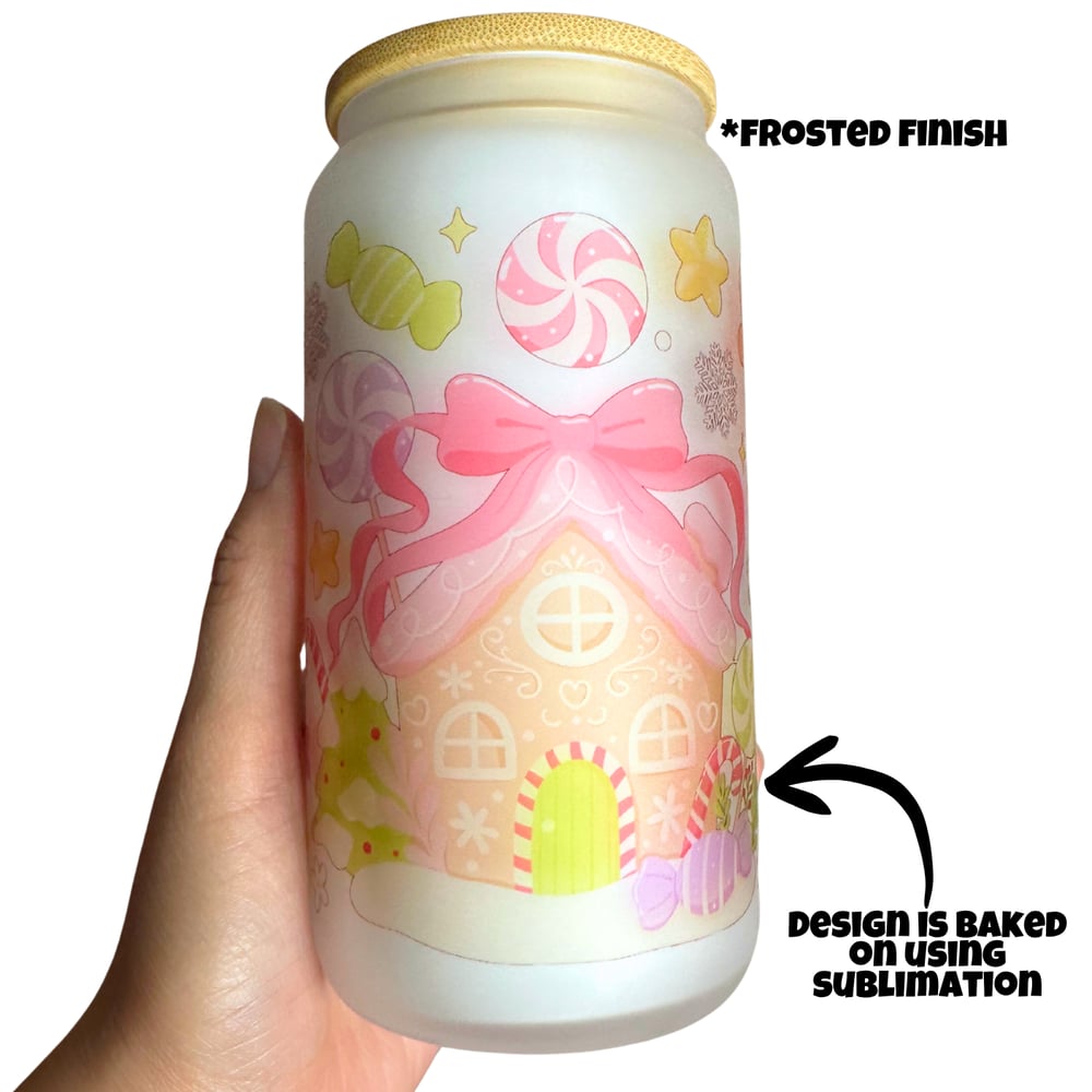 Image of Pink Gingerbread Frosted Glass Cup💖