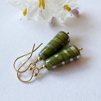 Image 1 of Olive Green- Lustre Lines Earrings