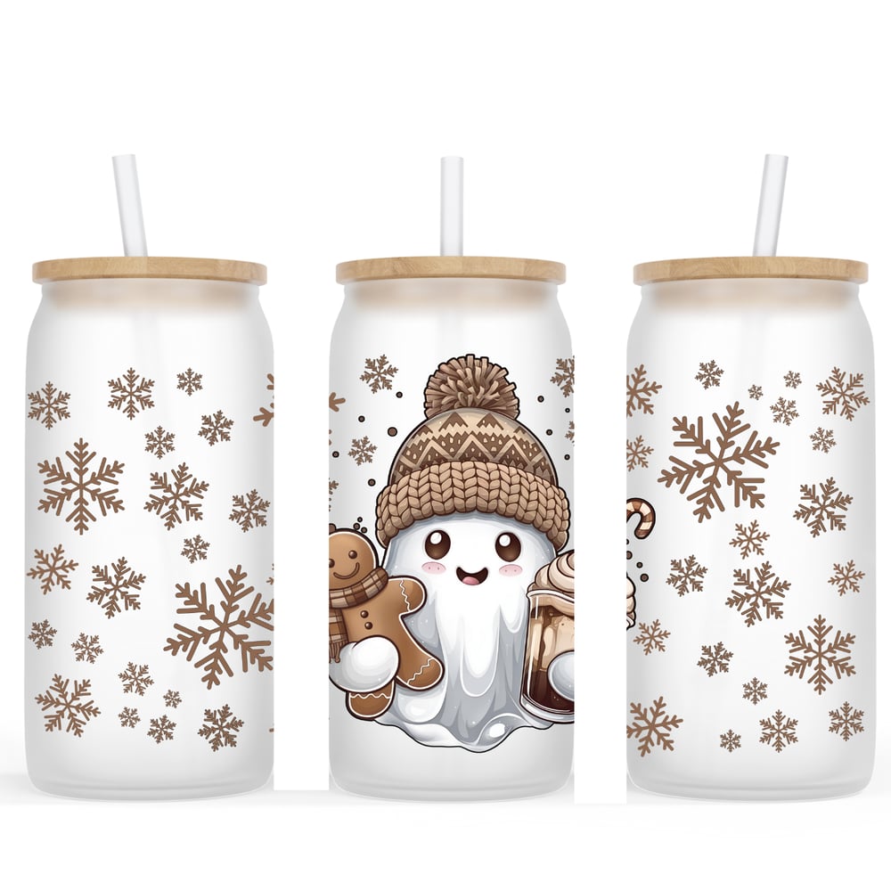 Image of Holiday Ghostie Frosted Glass Cup👻🎄
