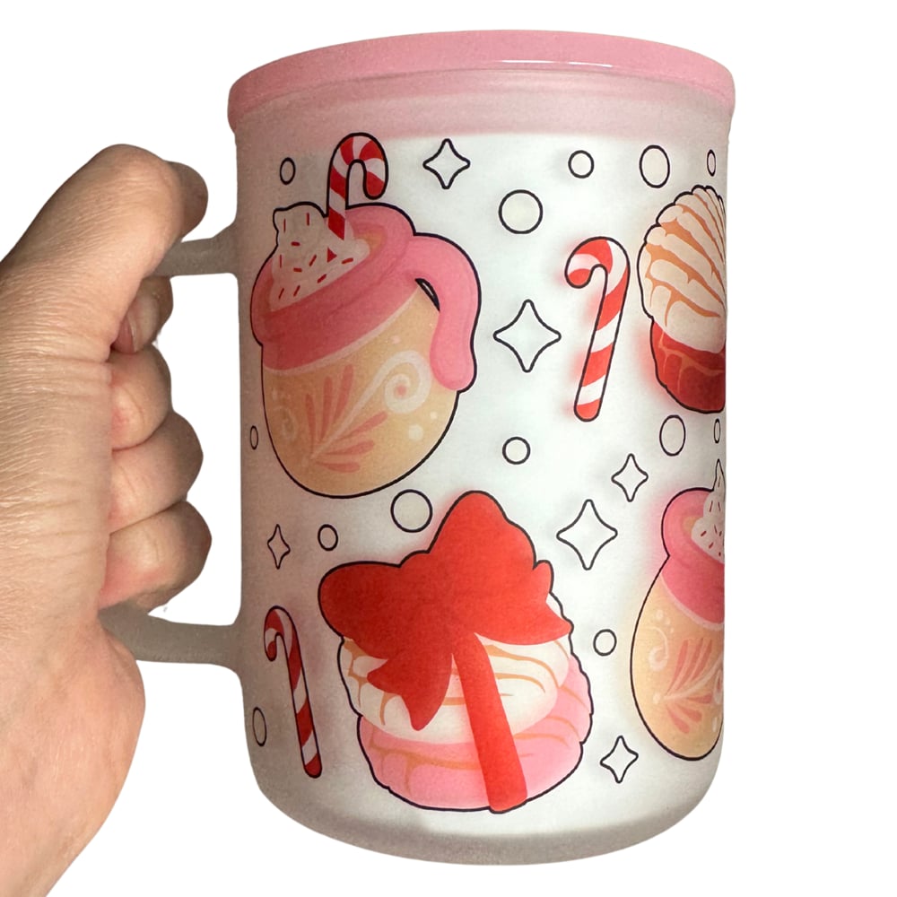 Image of Christmas Conchas & Cafe 17oz Frosted Glass Mug🎄💕