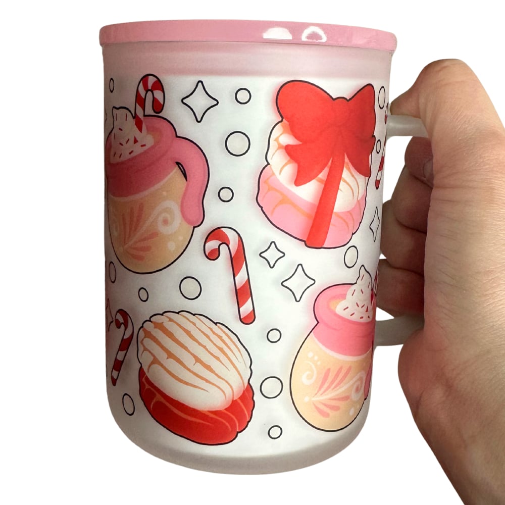 Image of Christmas Conchas & Cafe 17oz Frosted Glass Mug🎄💕