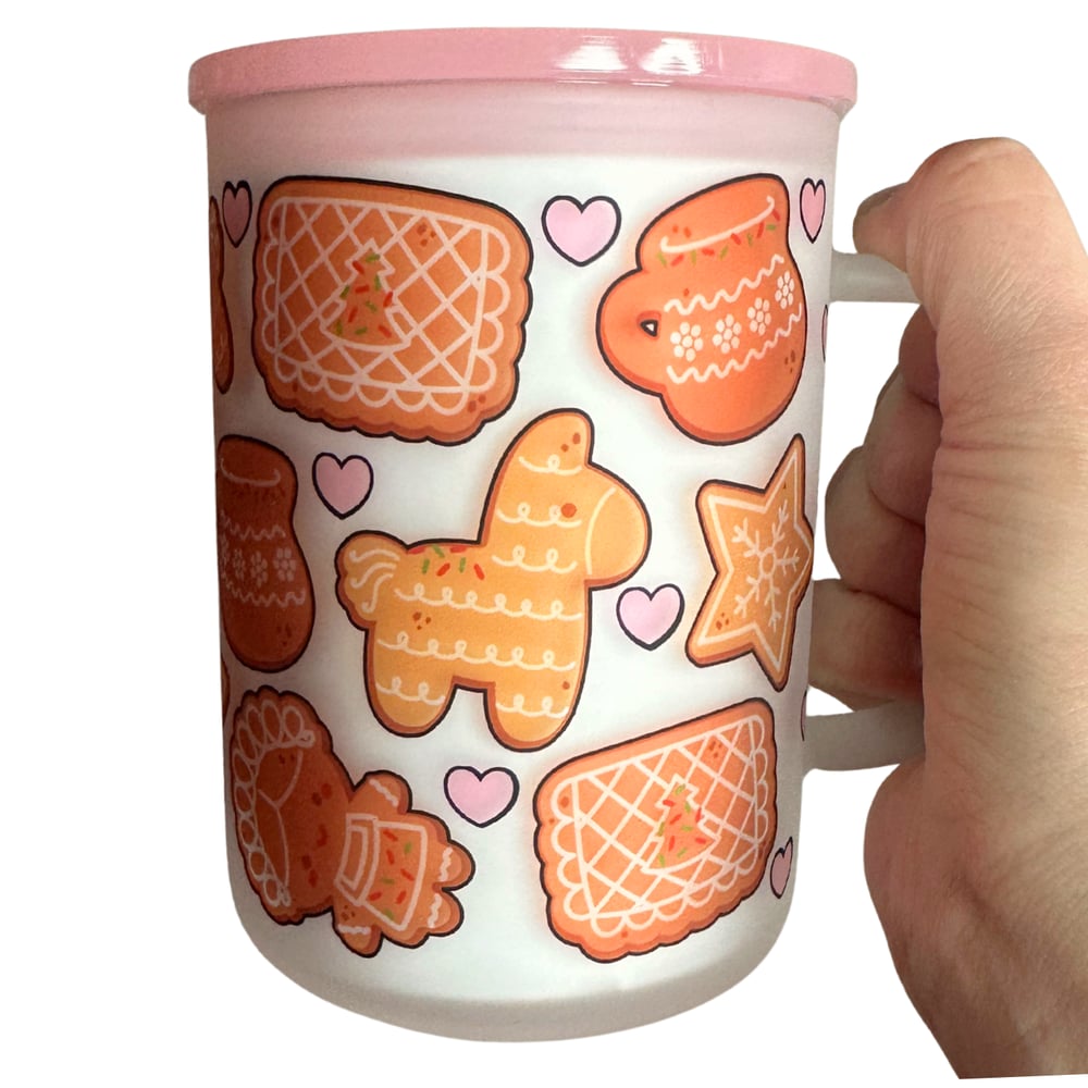Image of Mexican Christmas Cookies 17oz Frosted Glass Mug🎄💕