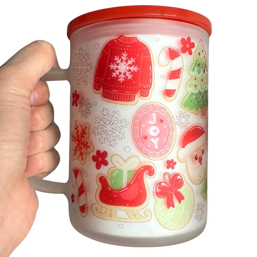 Image of Christmas Cookies 17oz Frosted Glass Mug🎄❤️