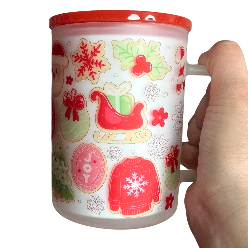 Image of Christmas Cookies 17oz Frosted Glass Mug🎄❤️