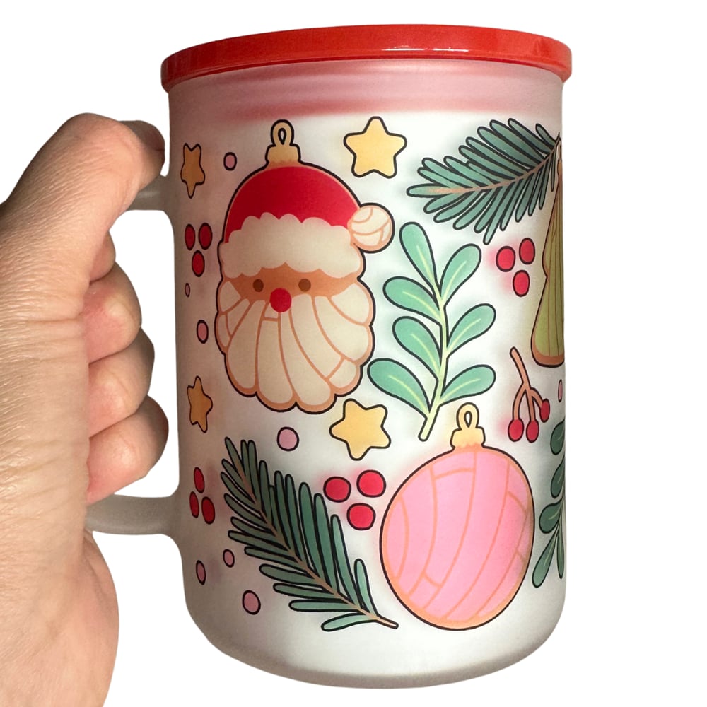 Image of Christmas Ornament Conchas 17oz Frosted Glass Mug🎄❤️