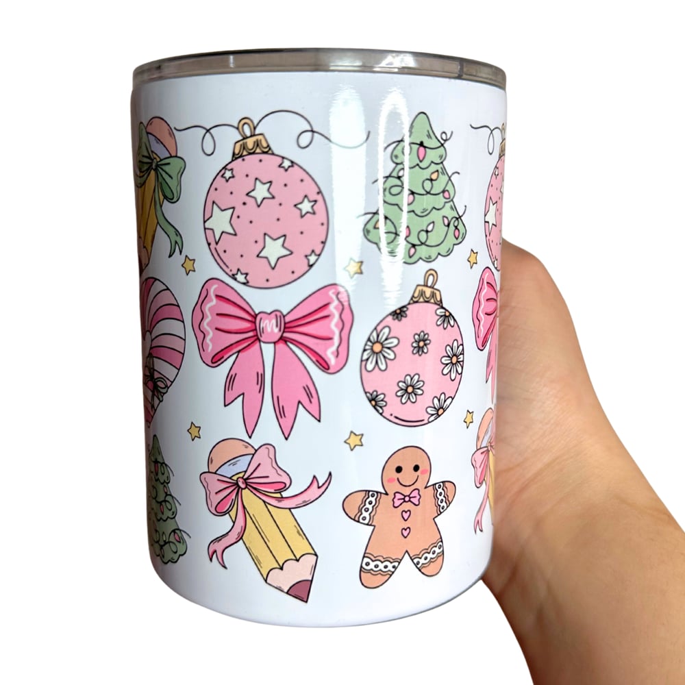 Image of Teacher Christmas 12oz Stainless Steel Mug✏️🎄