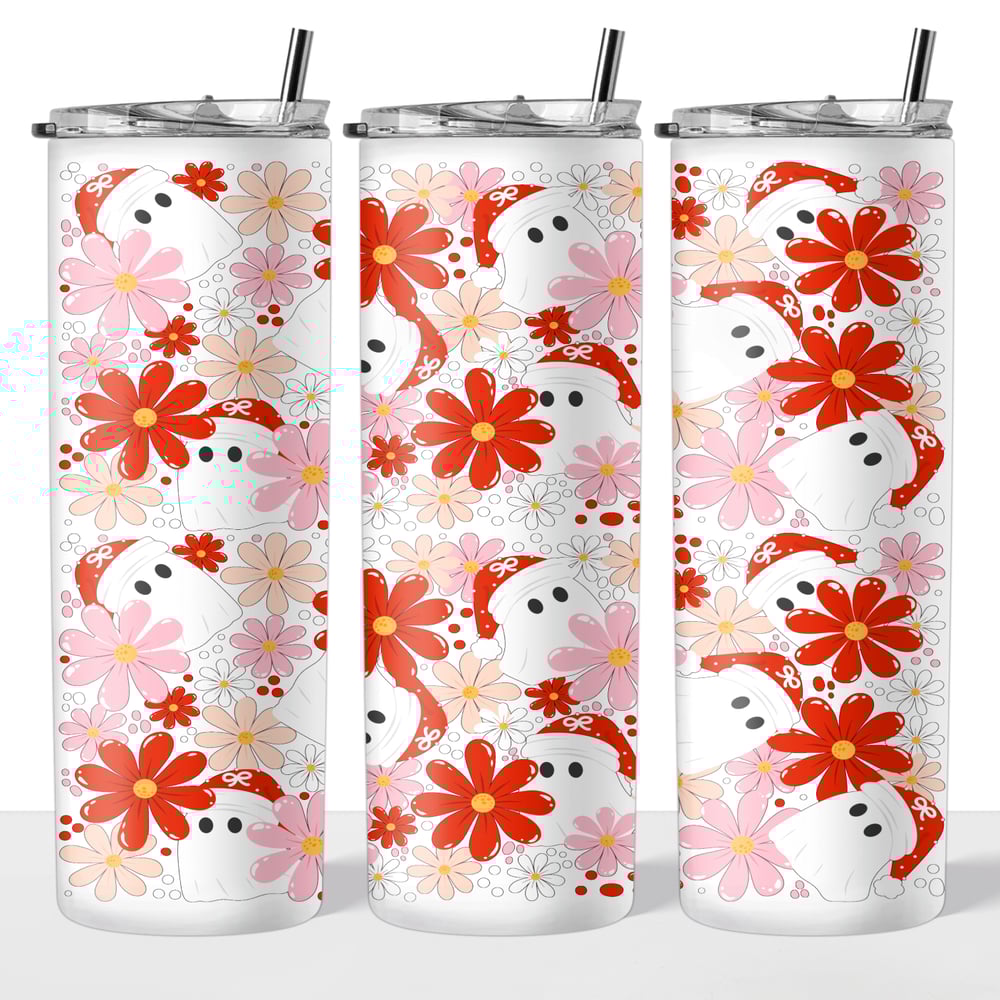 Image of Floral Christmas Ghosties 20oz Tumbler👻🎄