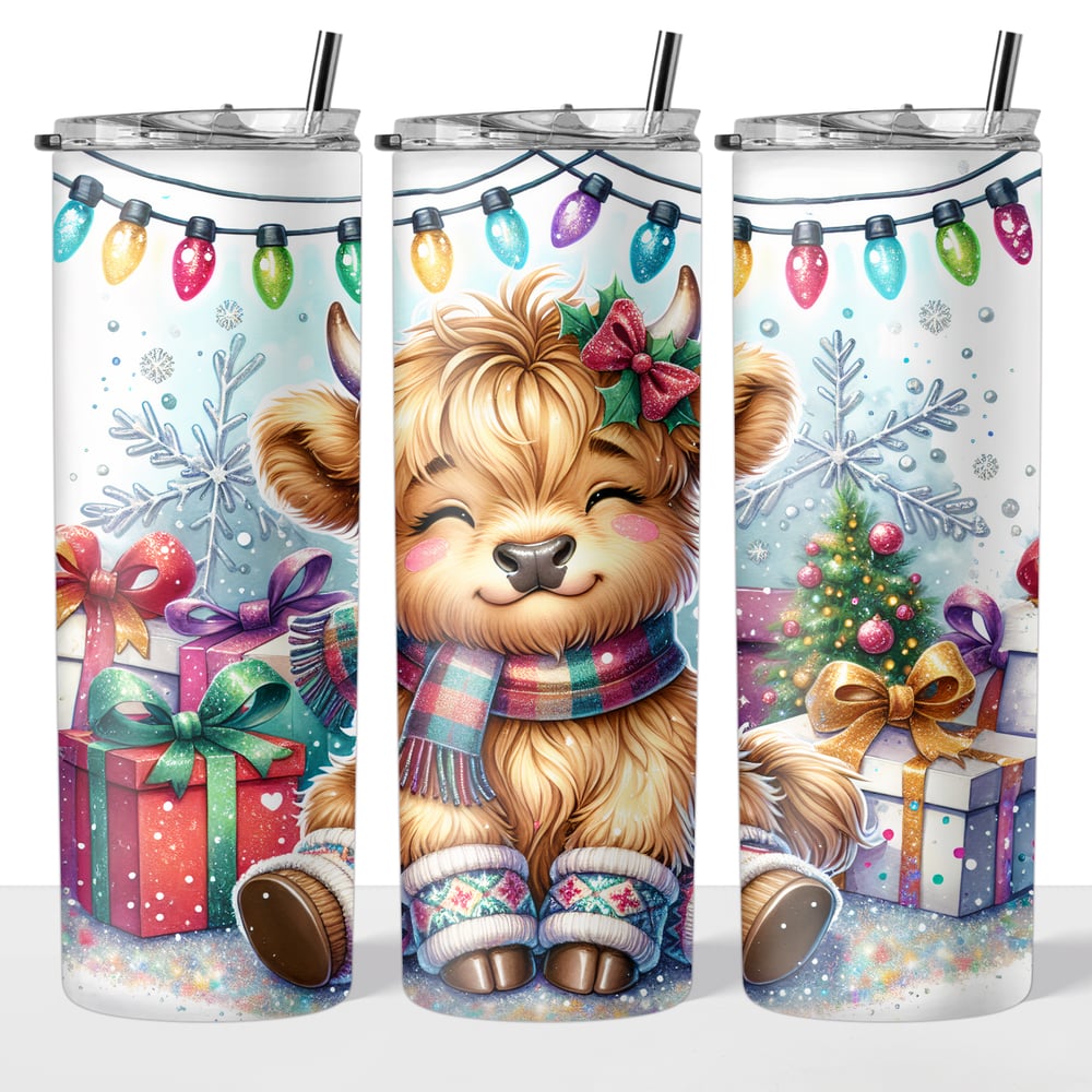 Image of Christmas Cow 20oz Tumbler🐮🎄
