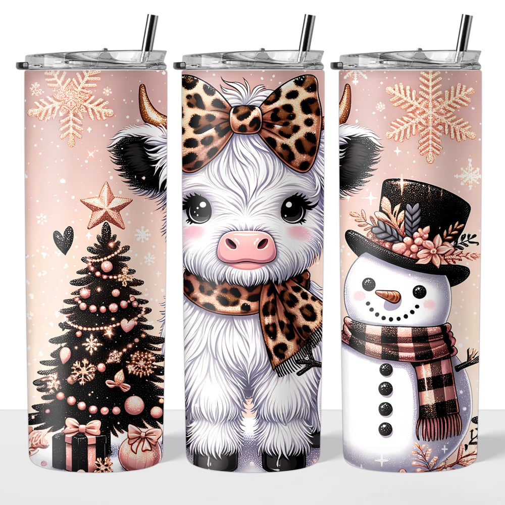 Image of Holiday Highland Cow 20oz Tumbler🐮🎄