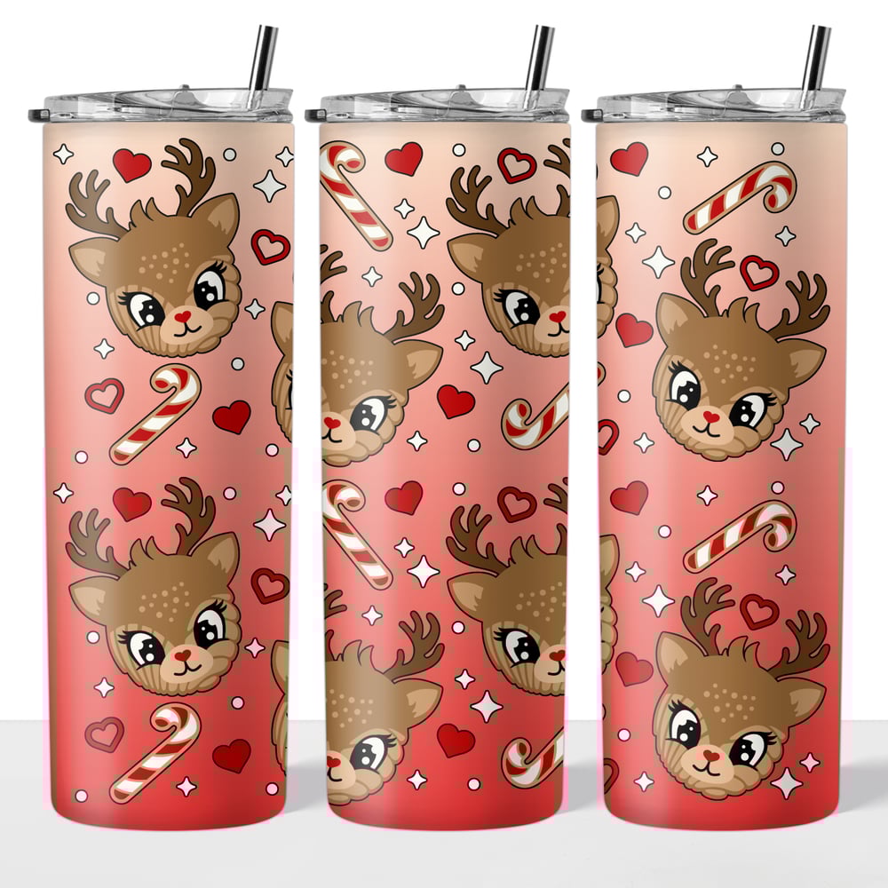 Image of Reindeer Concha 20oz Tumbler🦌❤️