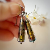 Image 4 of Earrings - Iris Lustre Cones/Black Dots