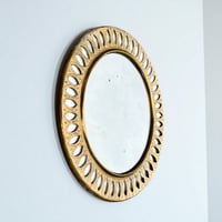 Image 2 of Miroir marocain rond en laiton ciselé ajouré -  miroir vintage 32 cm - décoration Boho 