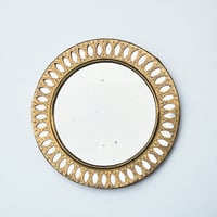 Image 1 of Miroir marocain rond en laiton ciselé ajouré -  miroir vintage 32 cm - décoration Boho 