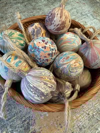Image 2 of Round wooden hand marbled baubles YOU CHOOSE