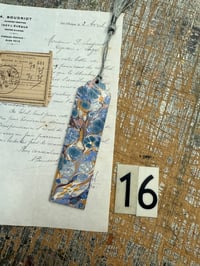 Image 19 of Small one-of-a-kind wooden hand marbled bookmark with tassel YOU CHOOSE