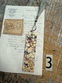 Image 6 of Small one-of-a-kind wooden hand marbled bookmark with tassel YOU CHOOSE