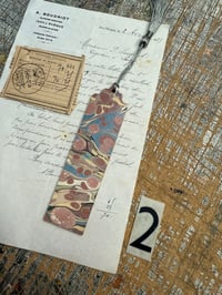 Image 5 of Small one-of-a-kind wooden hand marbled bookmark with tassel YOU CHOOSE