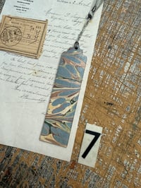 Image 10 of Small one-of-a-kind wooden hand marbled bookmark with tassel YOU CHOOSE
