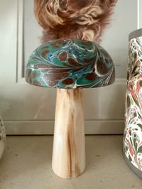 Image 1 of Hand Marbled one-of-a-kind Wooden Marbled Toadstool