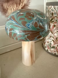 Image 2 of Hand Marbled one-of-a-kind Wooden Marbled Toadstool