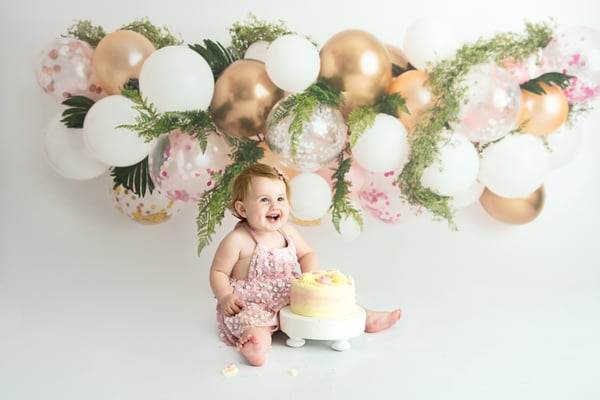 Image of Garden Party Balloon Garland Cake smash