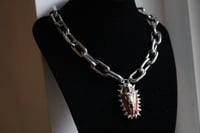 Image 2 of Dead Good fox bone and red jasper spikey coffin necklace 