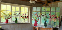 Image 3 of Studio Window with October Flowers. Oil on linen canvas. 100cm x 76cm currently drying, to be framed