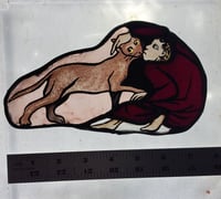 Image 1 of Medieval man kissing his cat