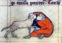 Image 3 of Medieval man kissing his cat