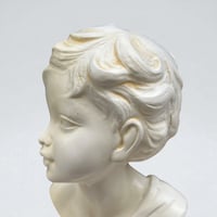 Image 8 of Buste de garçon vintage en plâtre crème - Sculpture de jeune garçon 1950 - 1960