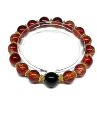 Image 4 of 1PC. POLISHED CRACKLE GLASS BEAD/BLACK FOCAL BEAD BRACELET by LAZY HOUND DESIGNS