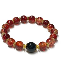 Image 3 of 1PC. POLISHED CRACKLE GLASS BEAD/BLACK FOCAL BEAD BRACELET by LAZY HOUND DESIGNS