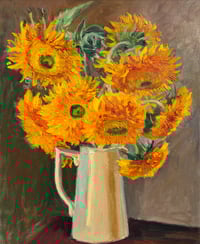 Image 2 of Ian's Sunflowers Oil on Linen canvas. 50cm x 60cm 