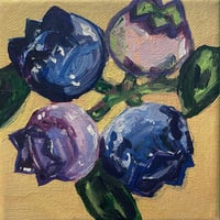 Image 1 of "Blueberries" 5"x5" Painting